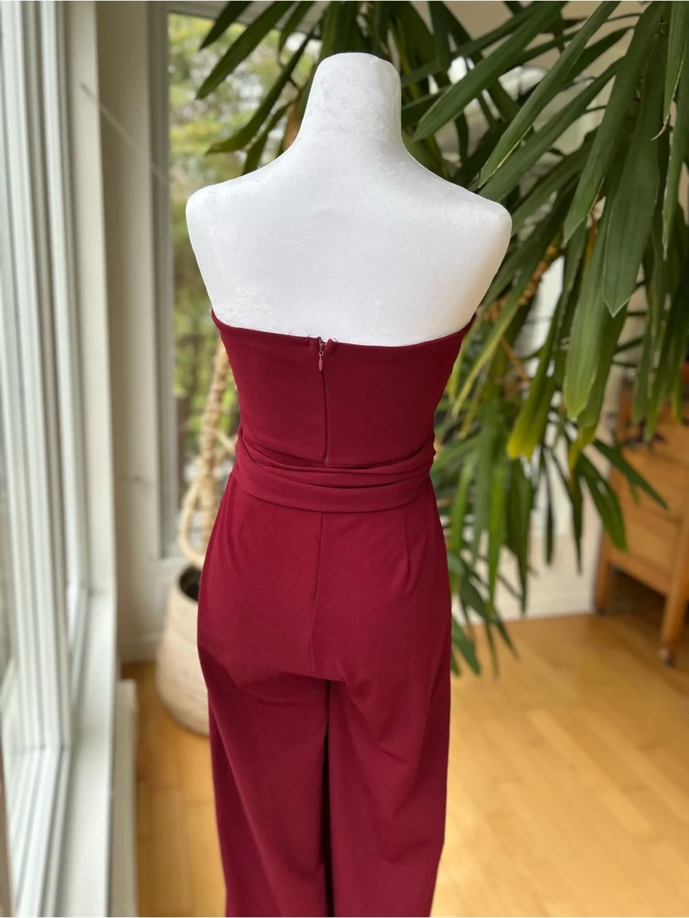 Forever 21 Strapless Wine Red Jumpsuit with Waist Tie - Picture 2 of 5